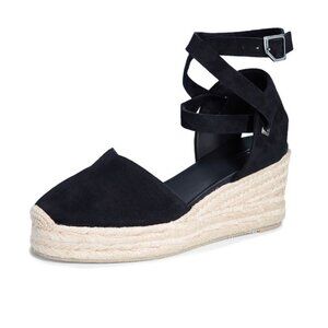 Rag & Bone Kea Espadrille Closed Toe Sandal, Black Suede, Women's Size 7.5